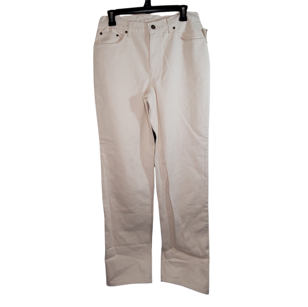 Jeanology Collection Off White Cream Jeans Straight Leg 6T